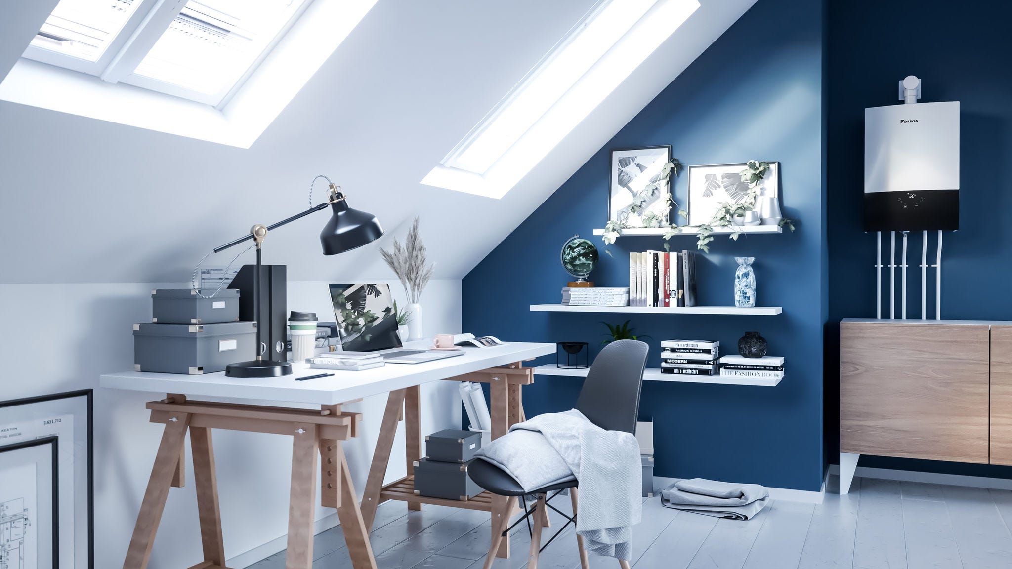 Unité intérieure d'une chaudière gaz à condensation installée dans une chambre