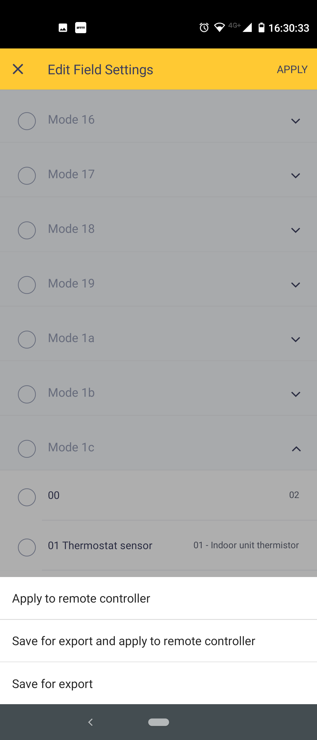 « Appliquer au contrôleur à distance » dans l'application Madoka Assistant