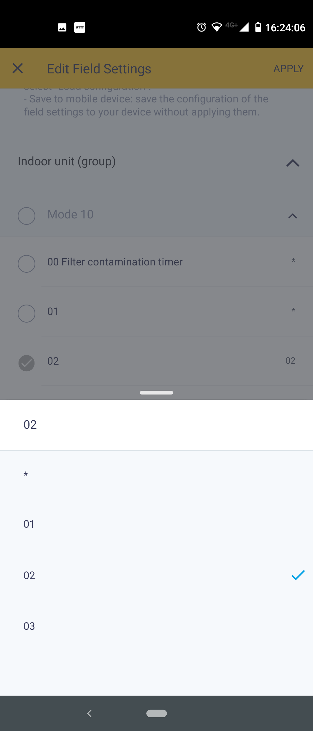 Écran « Modifier champ » de l'application Madoka Assistant - Mode 10, Valeur 02
